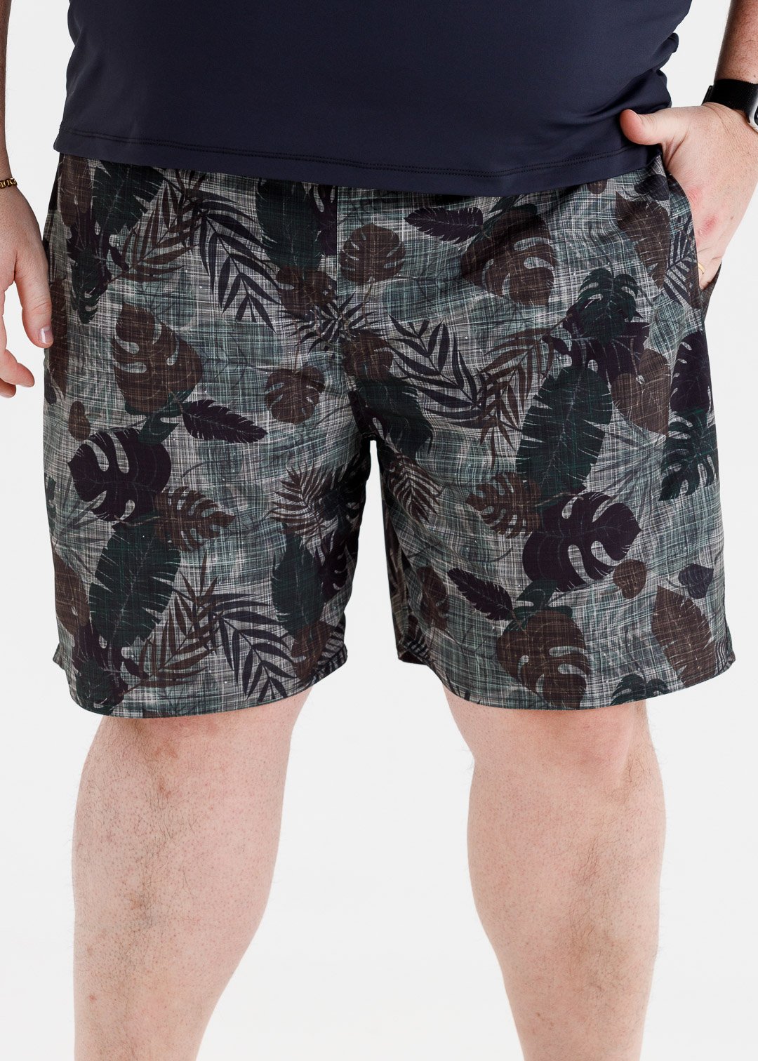 Shorts de Banho Estampado Plus Size - Foliage - MarAdentro